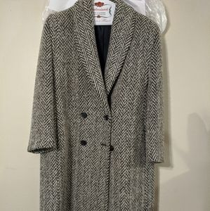 Vintage CPI B&W Herringbone Wool Coat